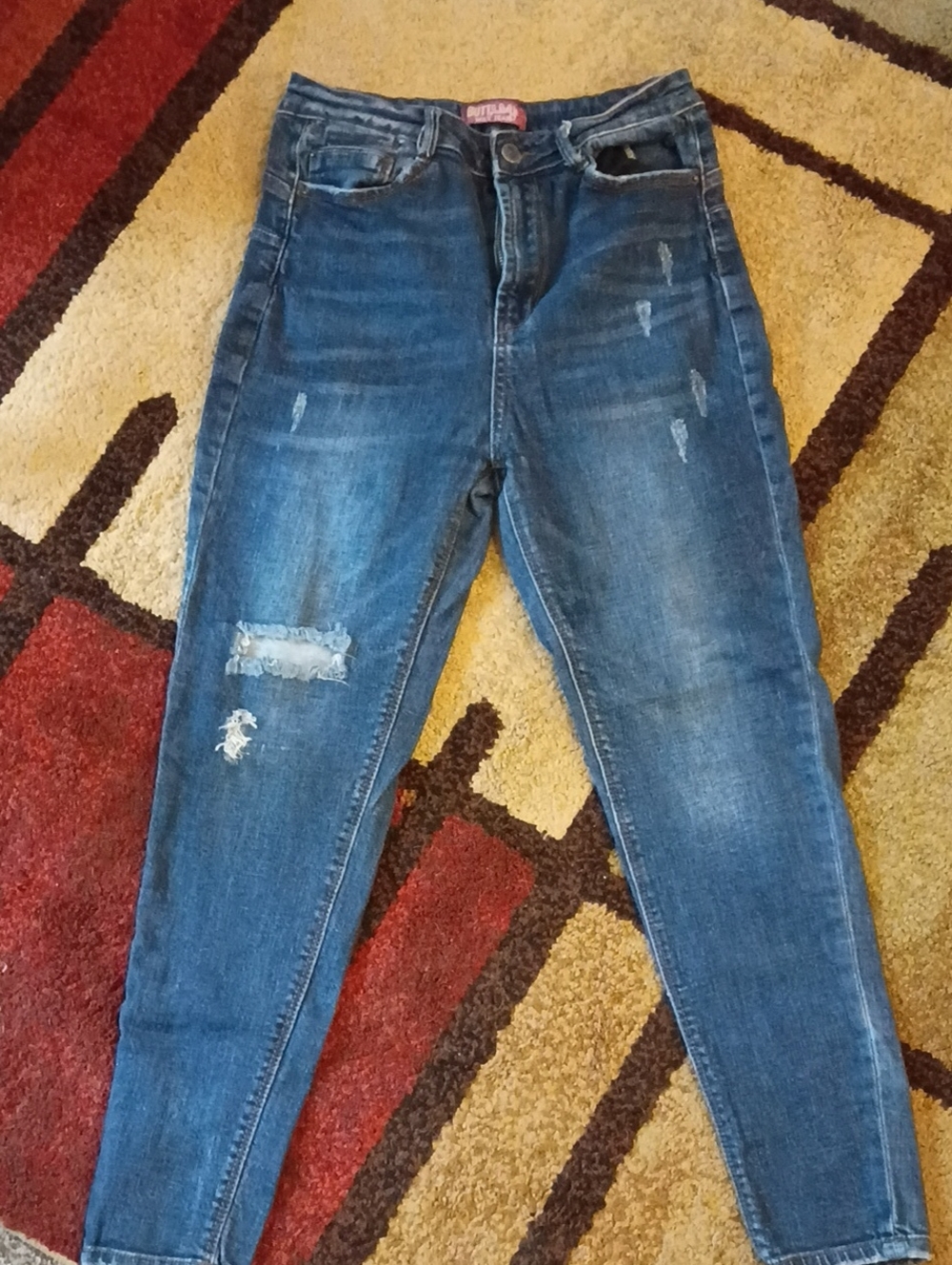 Butt I Love You Wax Jeans High-Rise Distressed Women's Blue Jeans Size 11